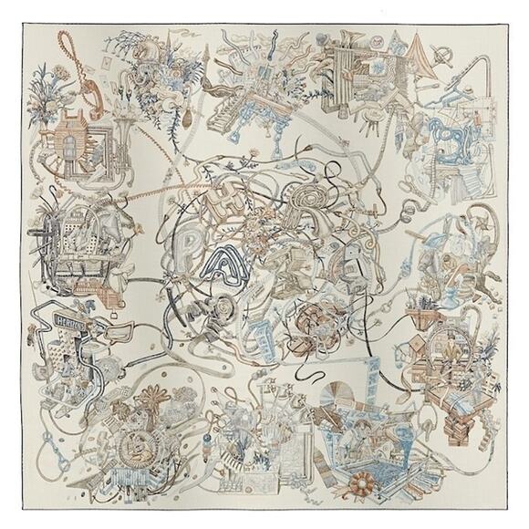 J5 NWoT HERMES Le Monde d'Hermes Cashmere Silk Shawl Scarf Stole 140 - Picture 2 of 6